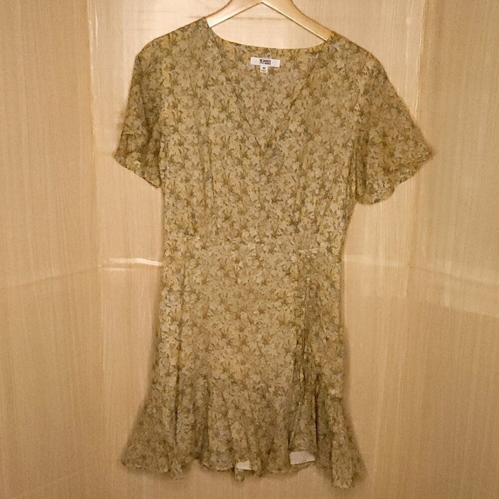 BB Dakota Steve Madden Yellow Floral Short Sleeve Dress Medium